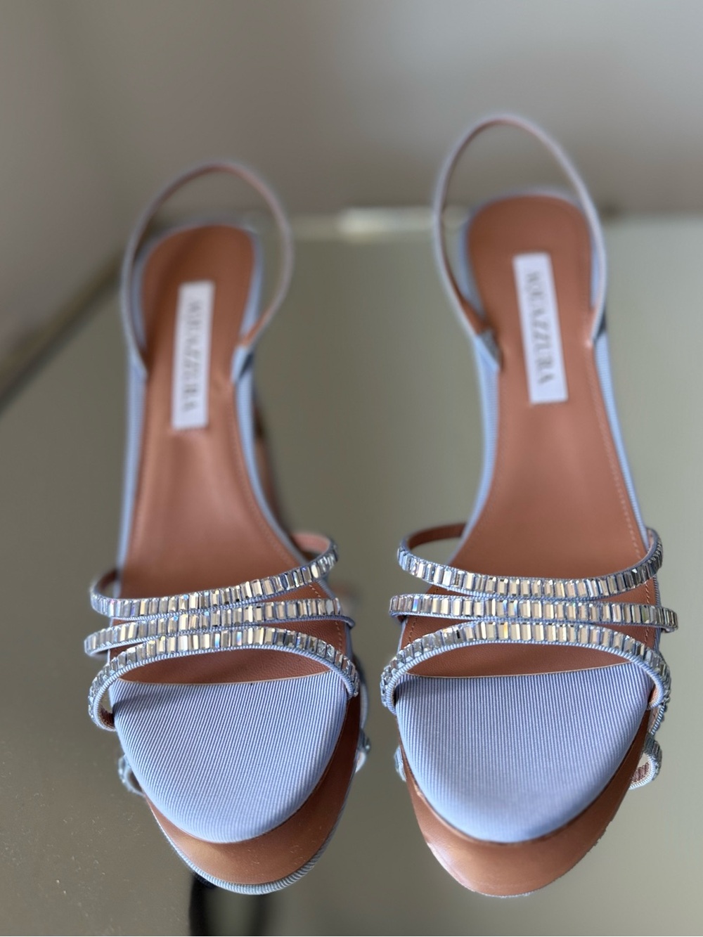 New Aquazzura Memoire crystal-embellished grosgrain sandals $1,115 38 - Picture 10 of 12